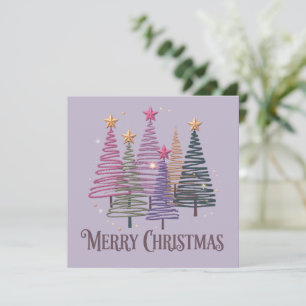 Zig Zag Christmas Tree Faux Glitter Xmas Winter Holiday Card