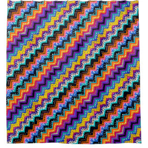 Zig Zag Colourful Bold purple pink blue yellow Shower Curtain