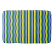 Zig-zag Design Pattern Green & Blue Bath Mat