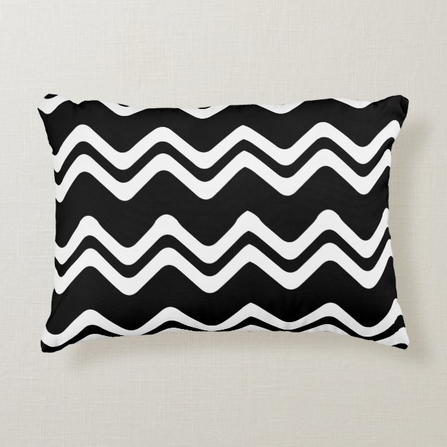 Zig Zag Dual Coloured Line Pattern Decorative Cushion (Front)