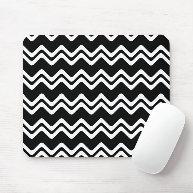 Zig Zag Dual Coloured Line Pattern Mouse Pad (With Mouse)