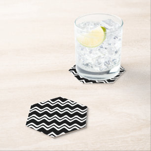 Zig Zag Dual Coloured Line Pattern Paper Coaster