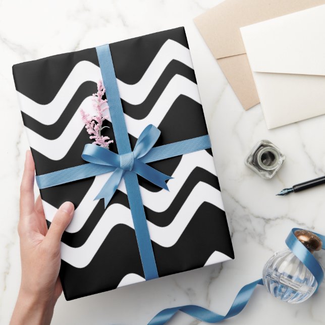 Zig Zag Dual Coloured Line Pattern Wrapping Paper (Gifting)
