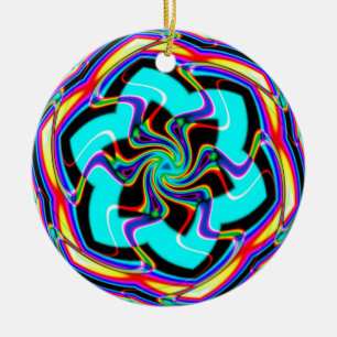 Zig Zag Hexagon Snowfllake Ceramic Tree Decoration