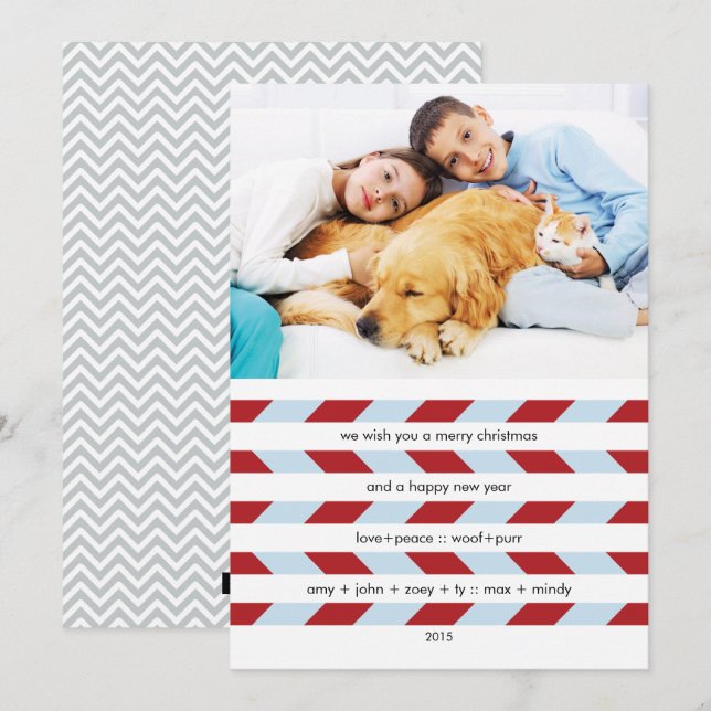 Zig Zag Holiday Photo Greeting Card (Front/Back)