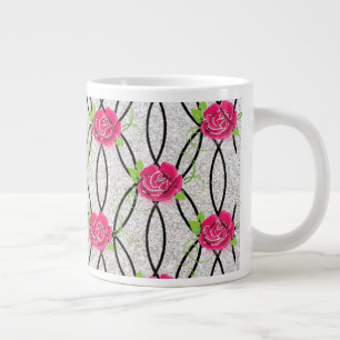 Zig Zag Pattern, flower Large Coffee Mug