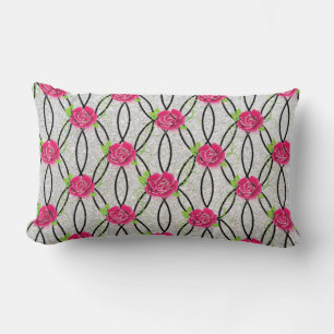 Zig Zag Pattern, flower Lumbar Cushion