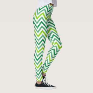 Zig Zag Pattern White Womens Leggings, Stripped Leggings