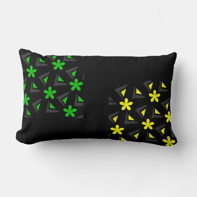 Zig zag pattern with flowers lumbar cushion (Front)