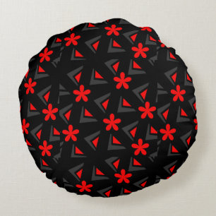 Zig zag pattern with flowers round cushion