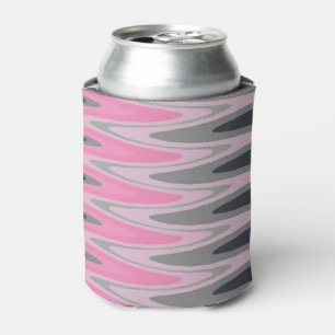 Zig Zag Pink Black White Grey Pattern Can Cooler