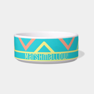 Zig Zag Shapes Geometric Cat Pet Tag Bowl