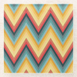 Zig Zag Striped Background 2 Glass Coaster