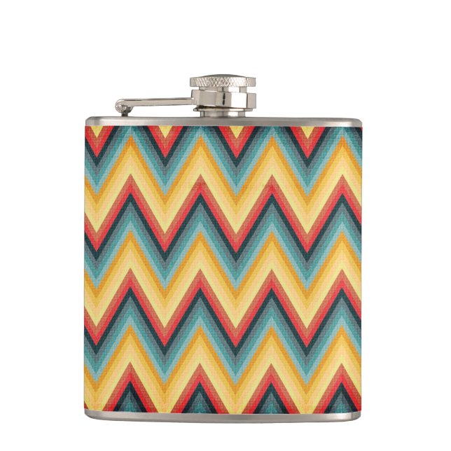 Zig Zag Striped Background 2 Hip Flask (Front)