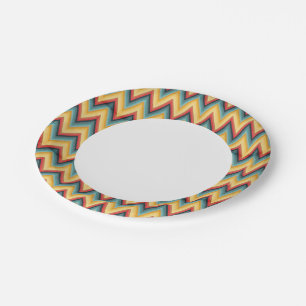 Zig Zag Striped Background 2 Paper Plate