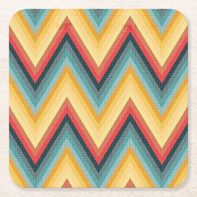 Zig Zag Striped Background 2 Square Paper Coaster (Front)