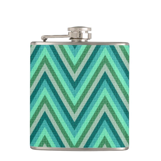 Zig Zag Striped Background Hip Flask (Front)