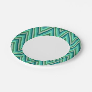 Zig Zag Striped Background Paper Plate