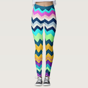 Zig-zagging pastel Rainbow Pattern Leggings