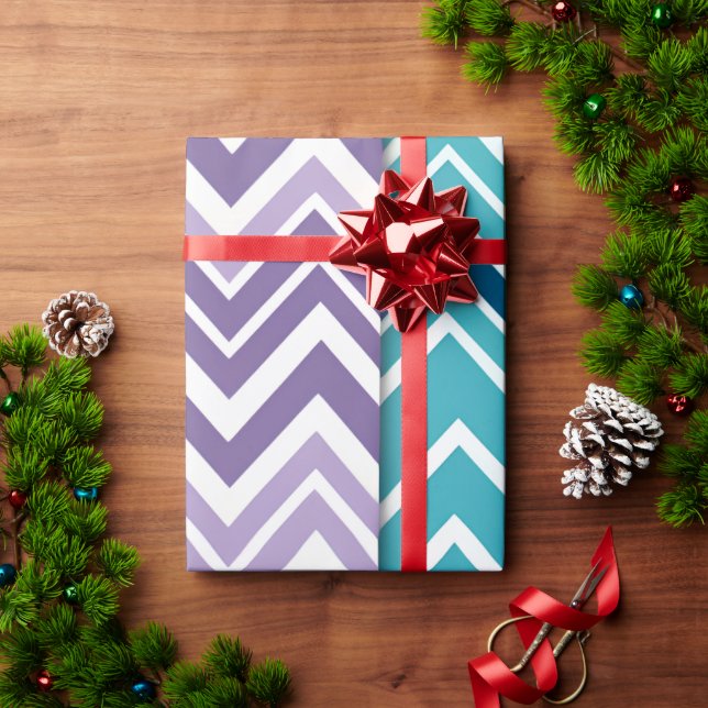 Zig Zagging pastel Vertical Green Retro Pattern Wrapping Paper (Holiday Gift)