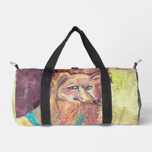 "Ziggy The Dog in Overalls" Watercolor Duffle Bag