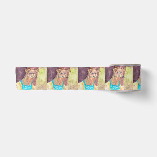 "Ziggy The Dog in Overalls" Watercolor  Satin Ribbon