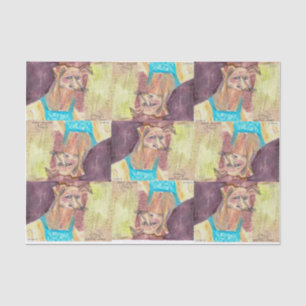 "Ziggy The Dog in Overalls" Watercolor Tissue Paper