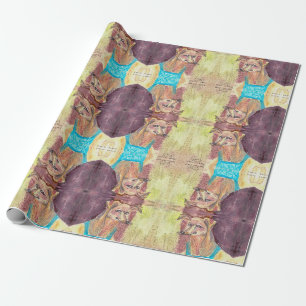 "Ziggy The Dog in Overalls" Watercolor Wrapping Paper