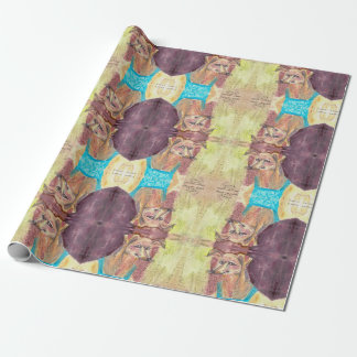 "Ziggy The Dog in Overalls" Watercolor Wrapping Paper