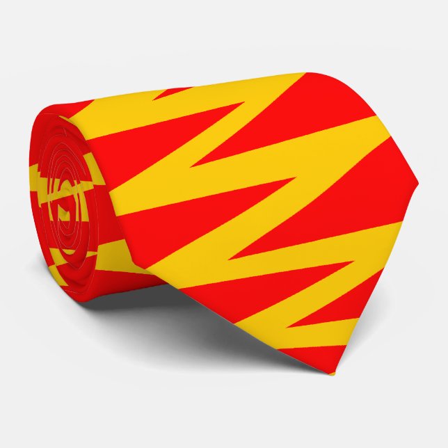 Zigzag - Amber on Red Tie (Rolled)
