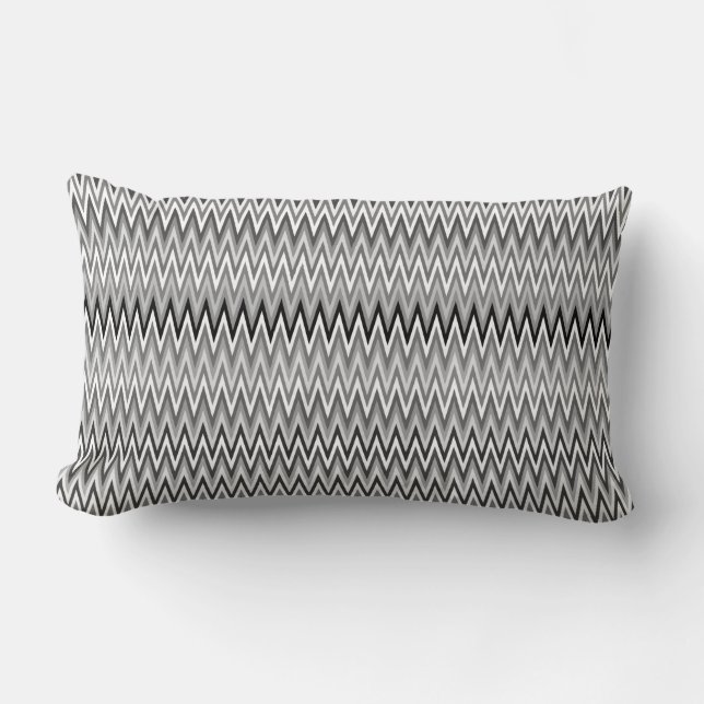 Zigzag Black and White Pattern Lumbar Cushion (Front)