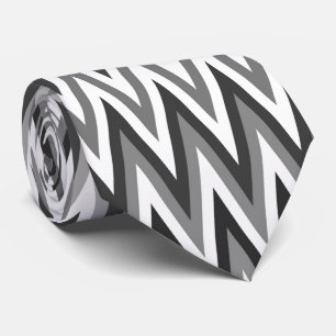 Zigzag Black and White Pattern Neck Tie