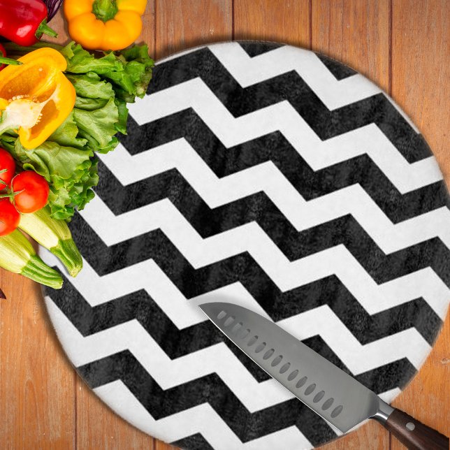 Zigzag Chevron Black And White Cutting Board (Zigzag Chevron Black And White Cutting Board by Looly Elzayat
)