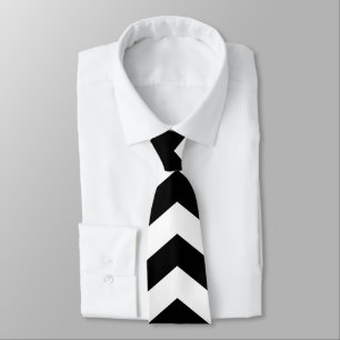 Zigzag Chevron Black And White Tie