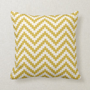 Zigzag Chevron Block Stripe in Mustard Yellow Cushion