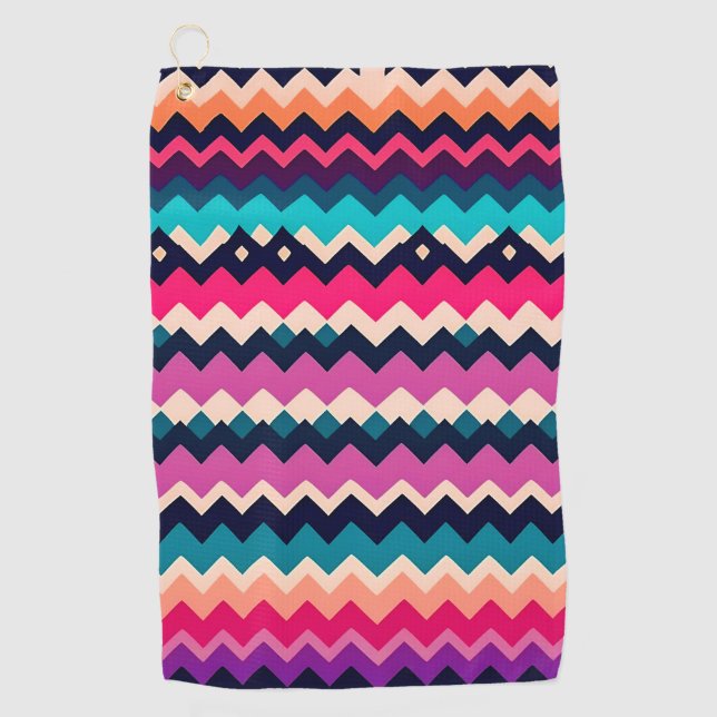 Zigzag Chevron Colourful Pattern Design Golf Towel (Front)