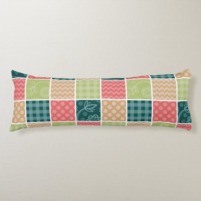 Zigzag, Chevron, Gingham, Polka Dots, Patchwork Body Cushion (Front)