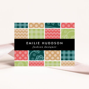 Zigzag, Chevron, Gingham, Polka Dots, Patchwork Business Card
