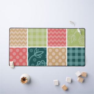 Zigzag, Chevron, Gingham, Polka Dots, Patchwork Desk Mat