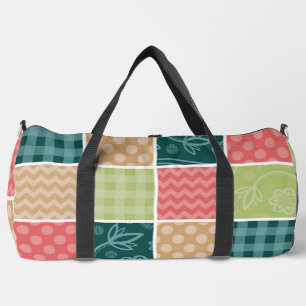 Zigzag, Chevron, Gingham, Polka Dots, Patchwork Duffle Bag