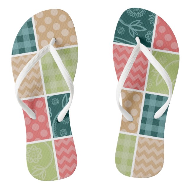 Zigzag, Chevron, Gingham, Polka Dots, Patchwork Jandals (Footbed)