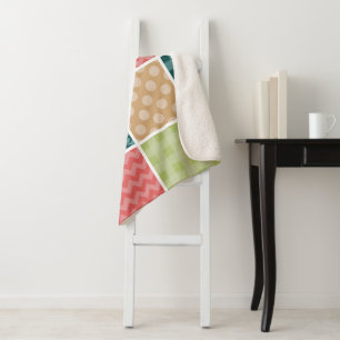 Zigzag, Chevron, Gingham, Polka Dots, Patchwork Sherpa Blanket