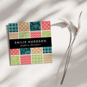 Zigzag, Chevron, Gingham, Polka Dots, Patchwork Square Business Card