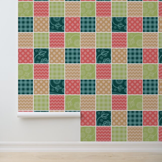 Zigzag, Chevron, Gingham, Polka Dots, Patchwork Wallpaper (Application)