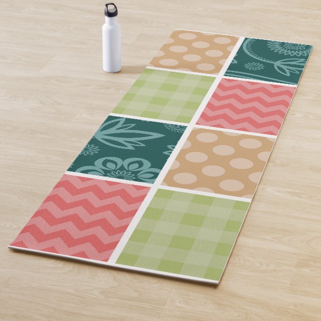 Zigzag, Chevron, Gingham, Polka Dots, Patchwork Yoga Mat (In Situ)