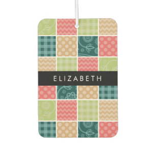 Zigzag, Chevron, Gingham, Polka Dots, Your Name Car Air Freshener
