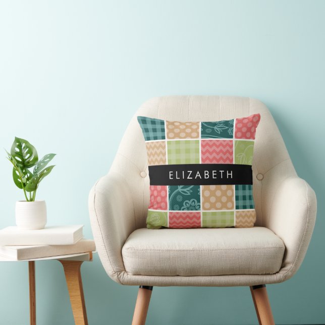 Zigzag, Chevron, Gingham, Polka Dots, Your Name Cushion (Chair)