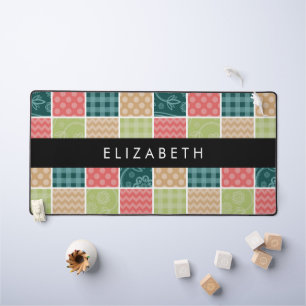 Zigzag, Chevron, Gingham, Polka Dots, Your Name Desk Mat