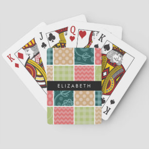 Zigzag, Chevron, Gingham, Polka Dots, Your Name Playing Cards