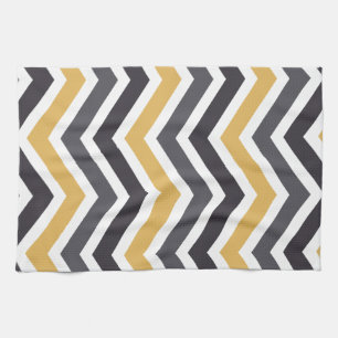 ZigZag Chevron Gold And Grey Tea Towel